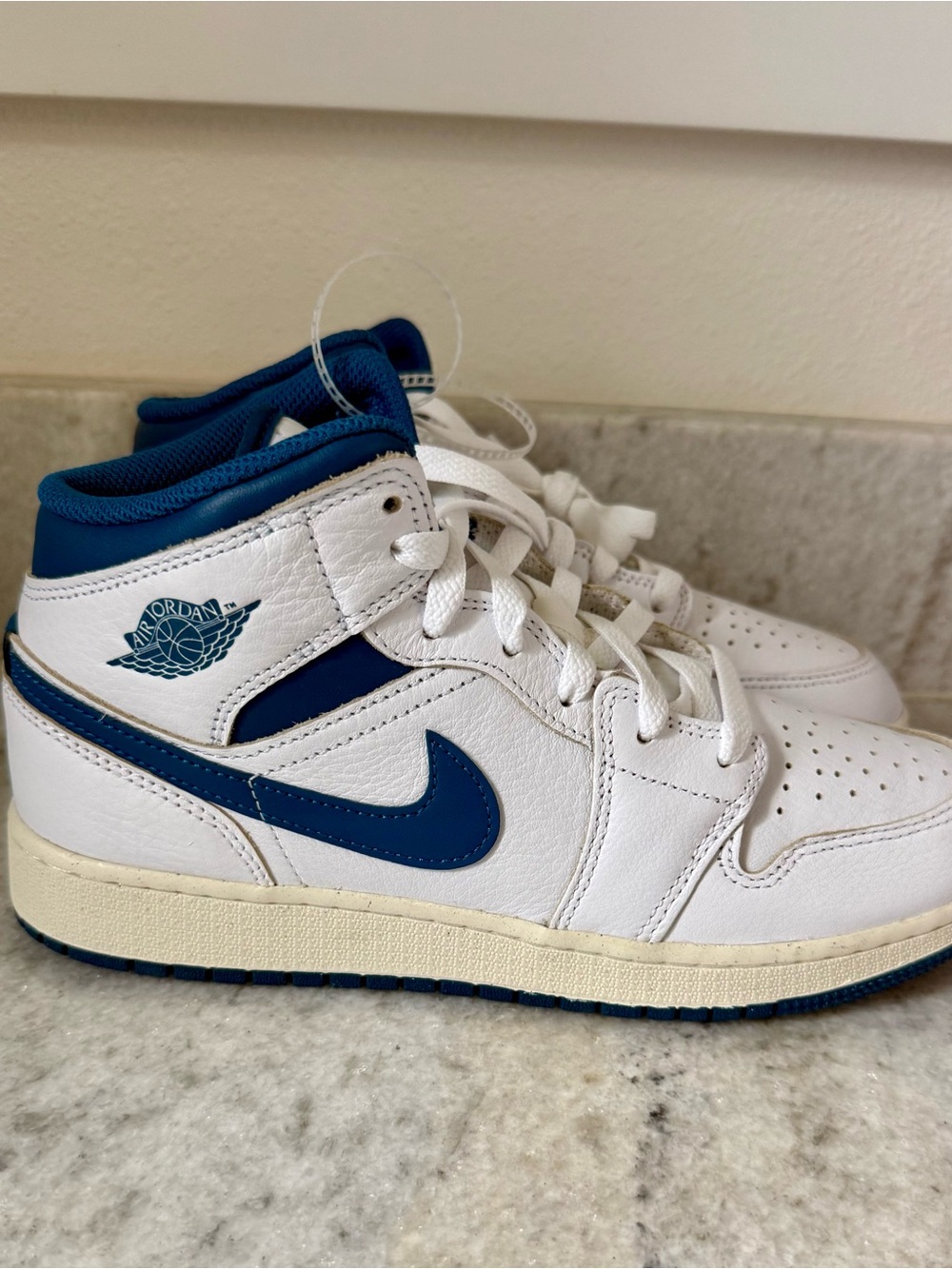 Jordan Kids Mid-Top Sneakers in White and Blue